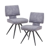 Lot de 2 chaises en velours gris pieds en métal noir
