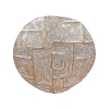 Vase rond en résine blanc et doré H34 cm