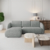 Canapé d'angle convertible avec coffre en tissu gris - Angle gauche
