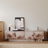 Meuble TV 4 portes en marbre d'ingénierie beige et marron