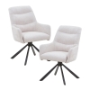 Lot de 2 chaises pivotantes en tissu beige pieds en métal noir
