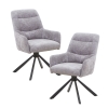 Lot de 2 chaises pivotantes en tissu gris pieds en métal noir