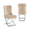 Lot de 2 chaises en velours beige pieds en métal argenté