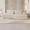 Canapé d'angle convertible avec coffre en velours gros côtelé beige - Angle droit
