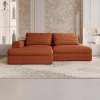 Canapé d'angle convertible avec coffre en velours gros côtelé terracotta- Angle gauche