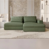 Canapé d'angle convertible avec coffre en velours gros côtelé vert - Angle droit