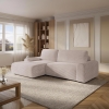 Canapé d'angle convertible avec coffre en velours côtelé épais beige - Angle gauche