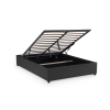Lit sommier relevable avec coffre en simili cuir noir 160x200