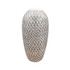 Vase en polyrésine blanc et argent H43 cm