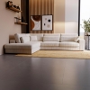 Canapé d'angle en velours côtelé beige - Angle gauche