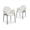 Lot de 2 chaises effet peau de mouton blanc avec accoudoirs