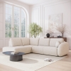 Canapé d'angle convertible avec coffre en tissu bouclette beige - Angle gauche