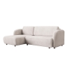 Canapé d'angle convertible avec coffre en tissu beige - Angle gauche