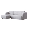 Canapé d'angle convertible avec coffre en tissu gris - Angle gauche