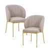 Lot de 2 chaises en tissu beige pieds en métal doré