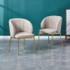 Lot de 2 chaises en tissu beige pieds en métal doré