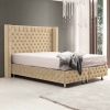 Lit coffre en tissu velours beige 140x190 cm ELSA