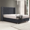 Lit coffre en tissu velours gris anthracite 140x190 cm