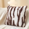 Coussin carré en tissu côtelé  marron et blanc 43x43 cm