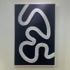 Tableau peinture à l'huile noir avec boules blanches en relief - 80x120 cm