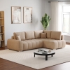 Canapé d'angle convertible avec coffre en tissu beige - Angle droit