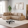 Canapé d'angle convertible avec coffre en tissu beige - Angle gauche