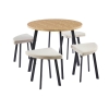 Ensemble table à manger en bois avec 4 tabourets beige