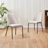 Lot de 2 chaises en tissu bouclette beige pieds en métal noir