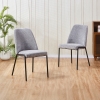 Lot de 2 chaises en tissu bouclette gris pieds en métal noir