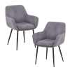 Lot de 2 chaises en velours côtelé gris foncé pieds en métal noir