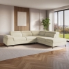 Canapé d'angle convertible avec coffre de rangement en velours beige - Angle droit