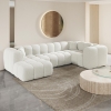 Canapé panoramique tissu bouclette beige - Angle gauche