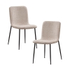 Lot de 2 chaises en tissu bouclette beige pieds en métal noir