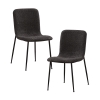 Lot de 2 chaises en tissu bouclette gris foncé pieds en métal noir
