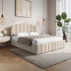 Lit coffre 140x190 cm en velours beige