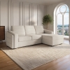 Canapé d'angle convertible avec coffre en tissu bouclette beige - Angle droit