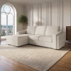 Canapé d'angle convertible avec coffre en tissu bouclette beige - Angle gauche