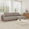 Canapé d'angle convertible en tissu taupe - Angle droit