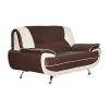 Canapé design 2 places en simili cuir marron et blanc
