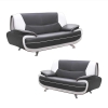 Ensemble canapé design en simili cuir gris et blanc