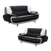 Ensemble canapé design en simili cuir noir et blanc