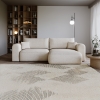 Canapé d'angle convertible réversible avec coffre en tissu beige