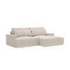 Canapé d'angle convertible avec coffre en tissu beige - Angle droit