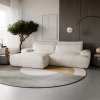 Canapé d'angle convertible avec coffre en tissu beige - Angle gauche