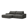 Canapé d'angle convertible avec coffre en tissu gris clair - Angle gauche