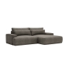 Canapé d'angle convertible avec coffre en tissu taupe - Angle droit