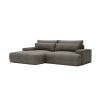 Canapé d'angle convertible avec coffre en tissu taupe - Angle gauche