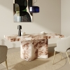 Table à manger en marbre d'ingénierie beige et marron