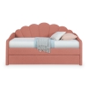 Lit gigogne en tissu bouclette rose 90x190 cm
