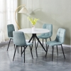 Lot de 4 chaises en tissu vert d'eau pieds en métal noir